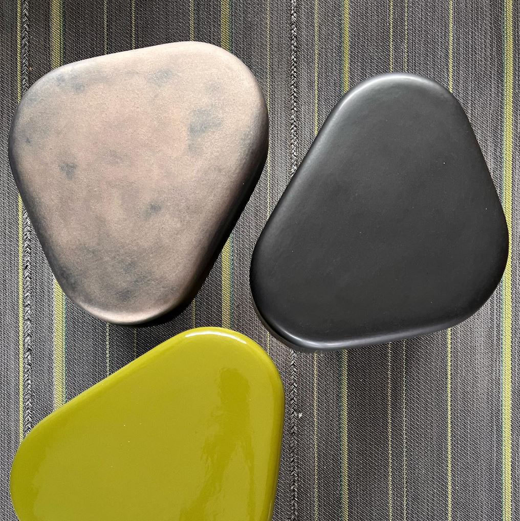 Bolder — black and beige glazed pair on tile floor