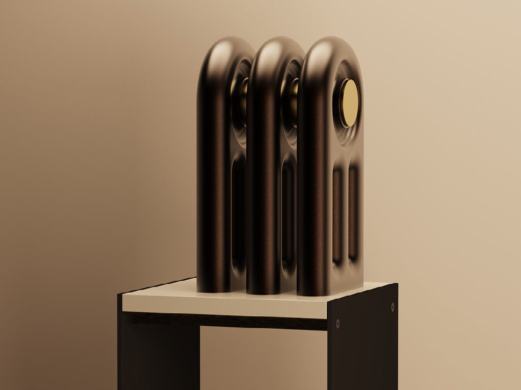 radaR — triple bronze vessel on plinth