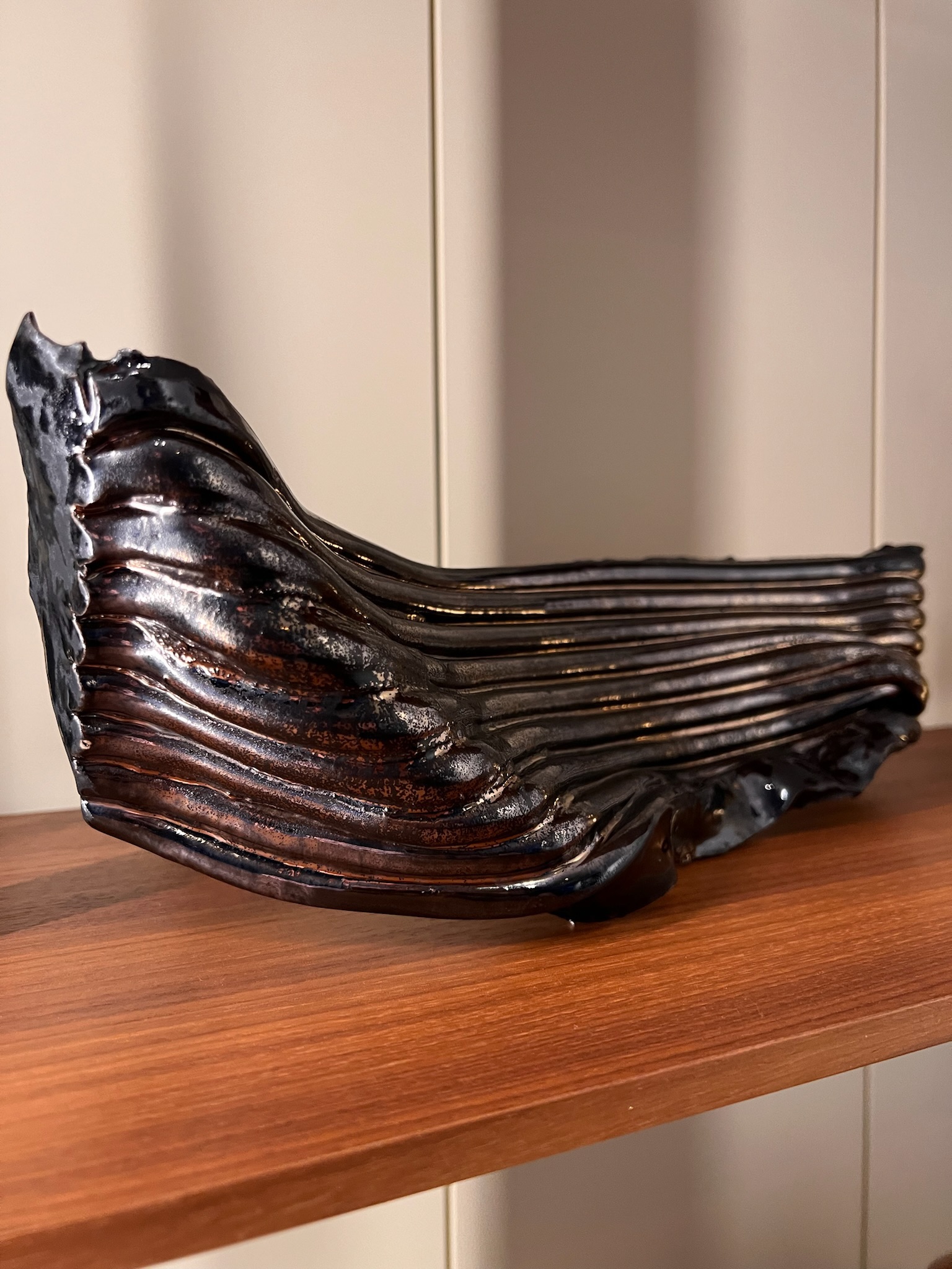 WaveR — bronze metallic glazed sculpture